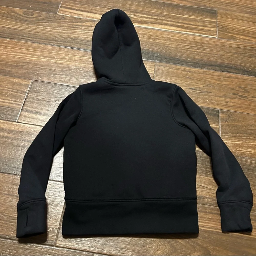 Old Navy Girls Sherpa Lined Full Zip Hoodie Small 6-7 Black with‎ Silver Hearts